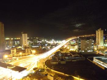 City Night Bridge Lights Exposure