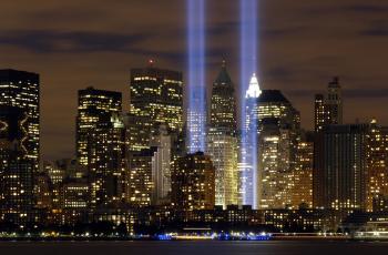 Lights in the sky over New York City image - Free stock photo ...