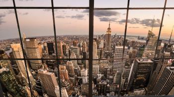 New York City View from Window Empire State Building Manhattan 4K ...