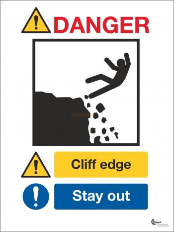 Danger Cliff Edge Sign - Stay Out - Safety Signs | UK Safety Store