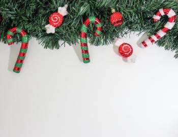 Close-up of Christmas Decorations Hanging on Tree