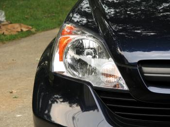 Closeup of a car headlight
