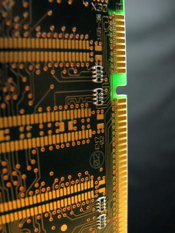 Closeup of a computer memory card
