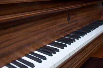 Closeup of antique piano keys