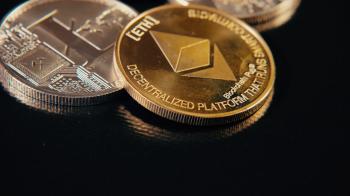 Rotating coins Litecoin LTC, BitCoin BTS, Ethereum ETX and Ripple ...