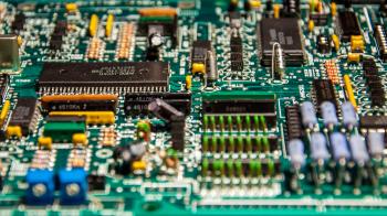 Closeup of electronic circuit board