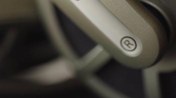 Large Headphones extreme close up UHD stock footage. Large studio ...
