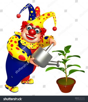 3d Rendered Illustration Clown Watering Can Stock Illustration ...
