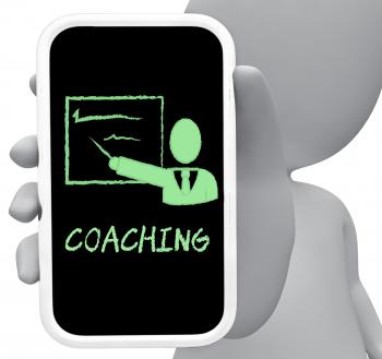 Coaching Online Represents Mobile Phone And Cellphone 3d Rendering