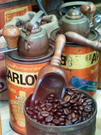 Coffee Beans with Vintage Memorabilia