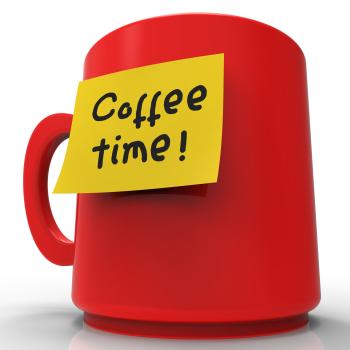 Coffee Time Message Indicates Short Break And Cafe 3d Rendering