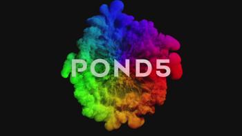 Video: Colored smoke radial explosion on black ~ #64379004