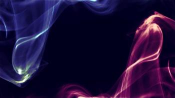 2 symetrical curls, waves of colored smoke on black background ...