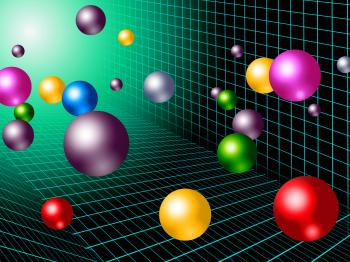 Colorful Balls Background Shows Rainbow Circles And Grid