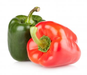Colorful bell peppers isolated on white