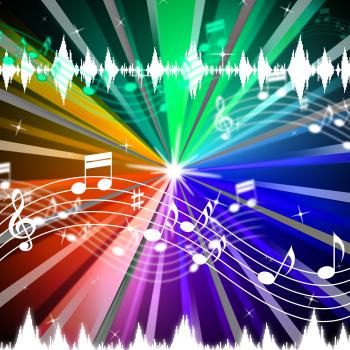 Colorful Music Background Means Brightness Beams And Singing