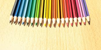 Colorful Pencils in a Row with Copyspace