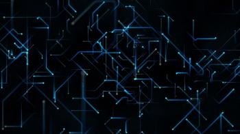 Computer Circuit Board Sending Data in 3D Loop Motion Background ...