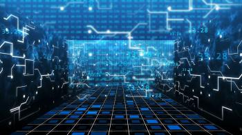 Digital Computer Grid Matrix room Technology with a light data ...