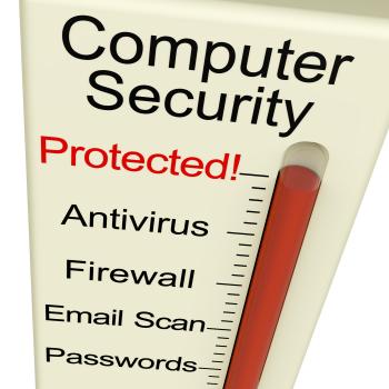 Computer Security Protected Meter Shows Laptop Internet Safety