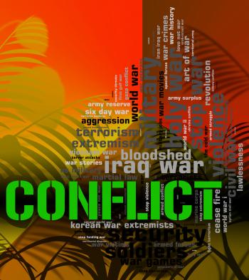 Conflict Word Means Military Action And Armed