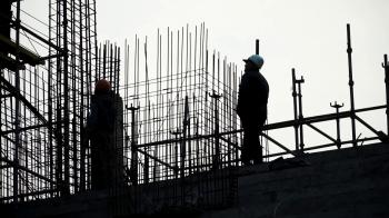 Silhouette man engineer construction site construction worker on ...