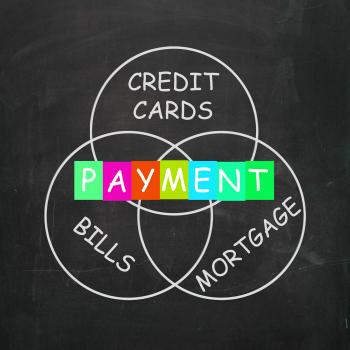 Consumer Words Show Payment of Bills Mortgage and Credit Cards