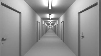 Endless white corridor with doors seamless loop 4K Motion Background ...