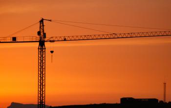 Crane against the sunset