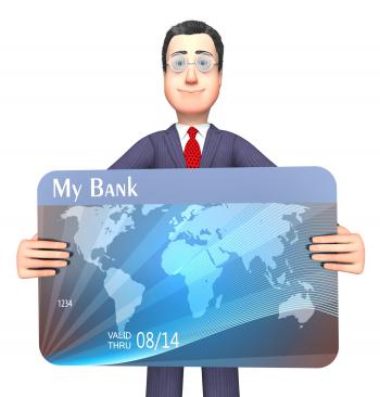 Credit Card Represents Business Person And Bankrupt 3d Rendering
