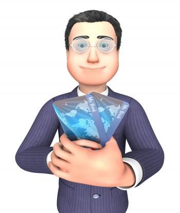 Credit Card Represents Business Person And Bought 3d Rendering