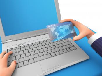 Credit Card Represents World Wide Web And Business 3d Rendering