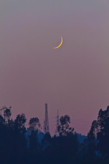 Crescent Moon during Night