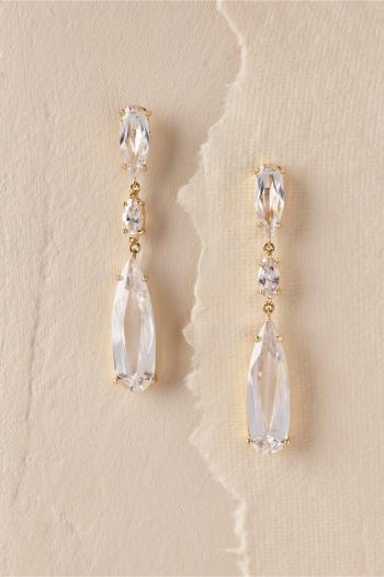 Eira Crystal Earrings Gold in Bride | BHLDN