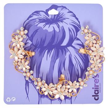 Frosted Crystal Flower Gold-tone Hair Swag | Claire's US