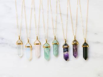 Opal Crystal Necklace / Crystal Point Necklace / Raw Healing