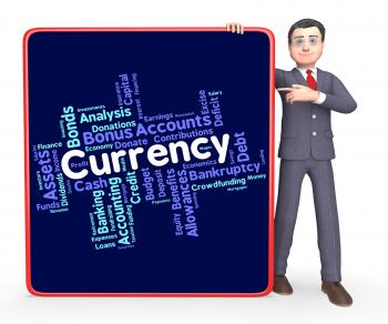 Currency Word Represents Worldwide Trading And Coin
