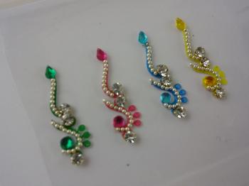 Curvy Multi Color White Stones Embellishment Stickers | Jewelberry Shack