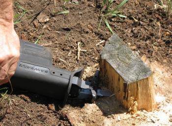 An alternative to stump removal: How to flush cut a stump - YouTube