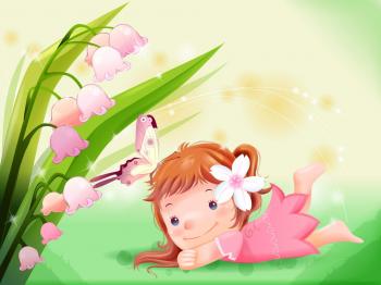 Wallpaper For Cute Little Girl With Butterfly Cartoon Give Them Full ...