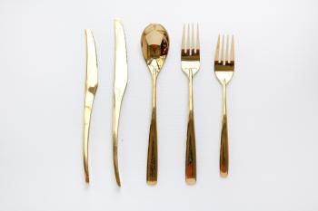 Gold Cutlery Hire Sydney - Pretty Pedestals