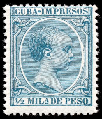 Cyan King Alfonso XIII Stamp