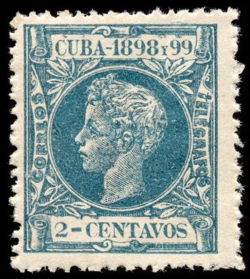 Cyan King Alfonso XIII Stamp