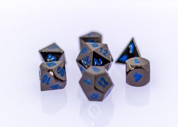 RPG Set - Sinister Chrome w/ Dark Blue | Die Hard Metal Dice | Roll ...