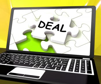 Deal Laptop Shows Trade Deals Contract Or Dealing Online