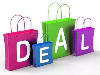 Deal On Shopping Bags Shows Bargains And Promotions