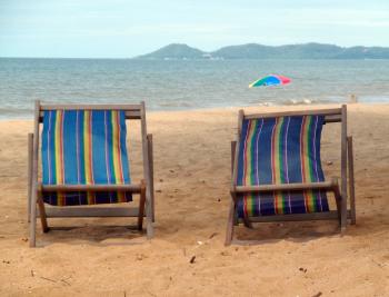 Deckchairs on a Tropical Beach