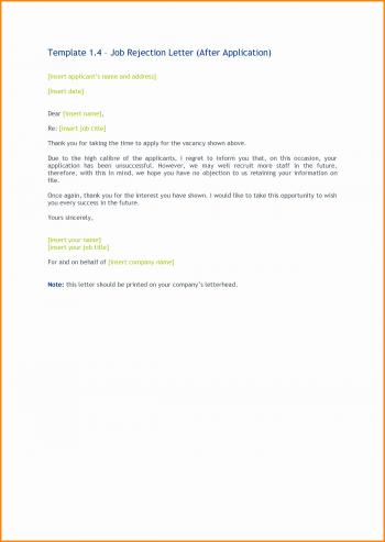 Sample Of Job Decline Letter Beautiful 12 Job Applicant Rejection ...