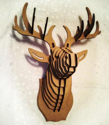 Big Deer head Cardboard Animal head 3D Puzzle Animal head MDF