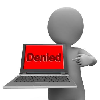 Denied Laptop Showing Denial Deny Decline Or Refusals